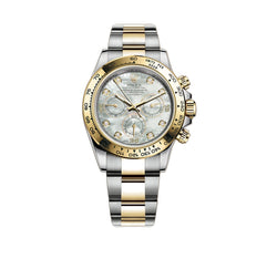Steel & 18k Yellow Gold White Mother Of Pearl Diamond Dial