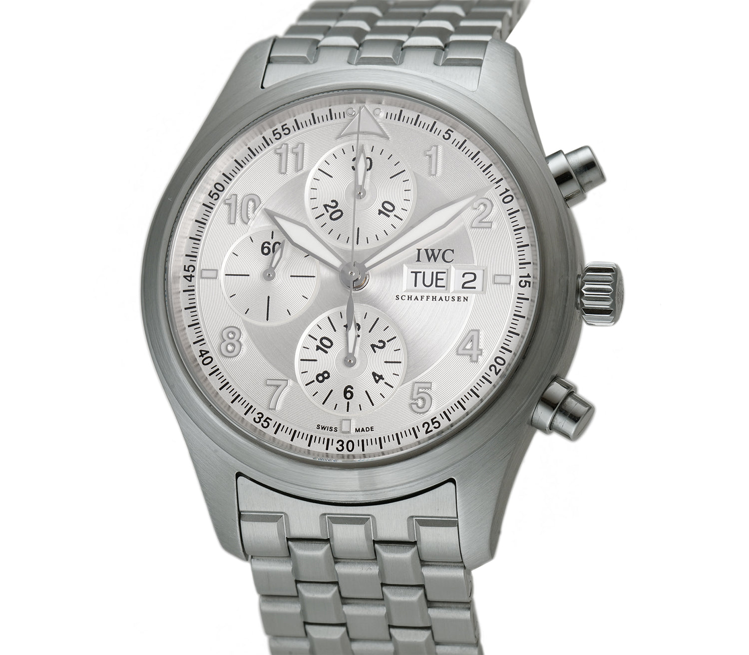 IWC Pilot 42mm Spitfire Chronograph Silver Dial on Bracelet IW371705 –  Element iN Time NYC