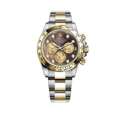 Steel & 18k Yellow Gold Black Mother Of Pearl Diamond Dial