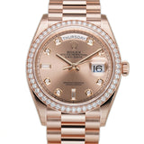 36mm 18k Everose Gold President Diamond Bezel Pink Rose Diamond Dial