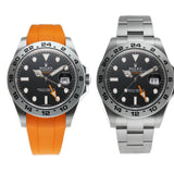 42mm Black Dial On Orange RubberB & Steel Bracelet Included Box and Papers