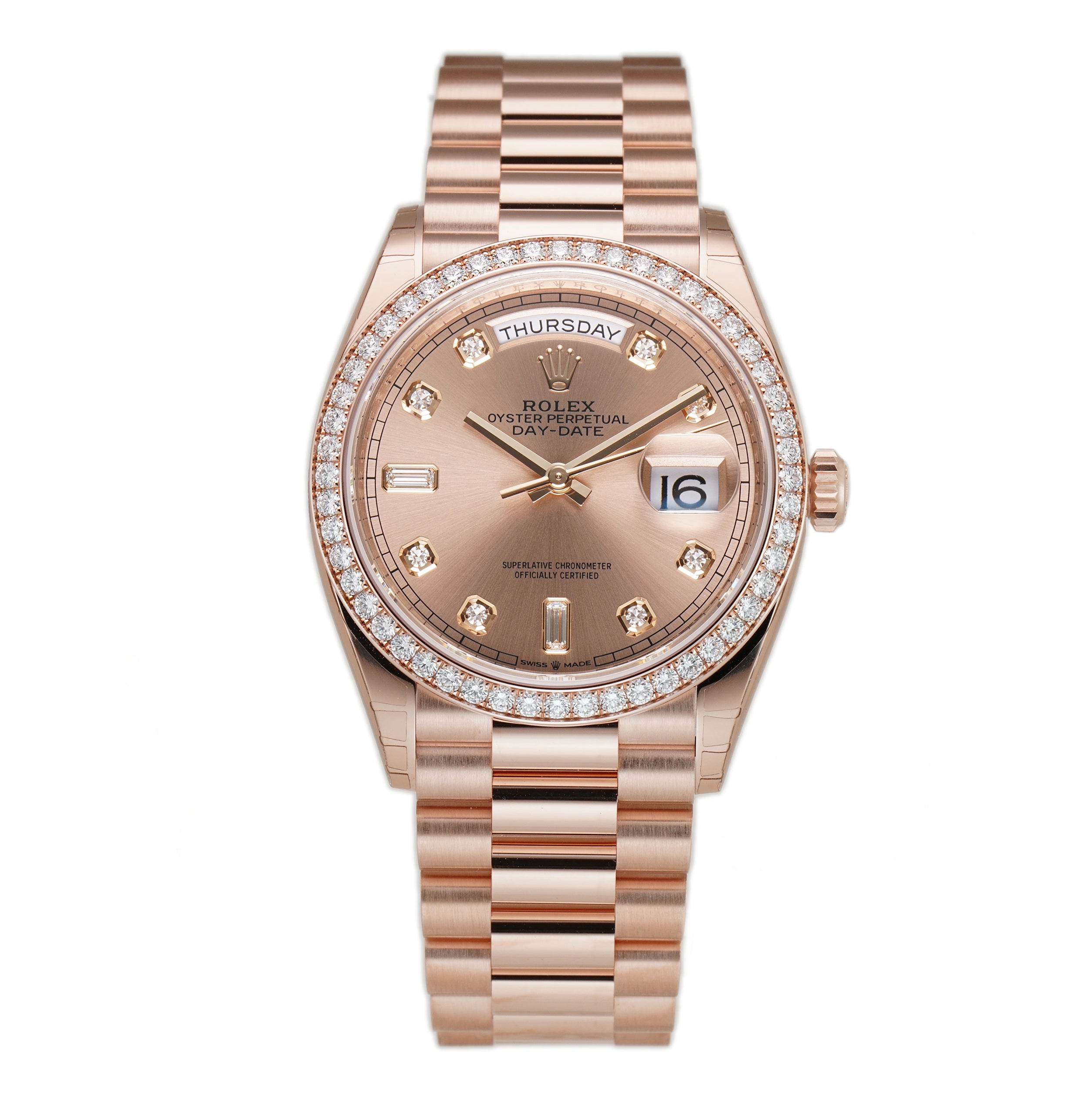 Rolex Day-Date 36 Everose President Rose Diamond Dial 128345