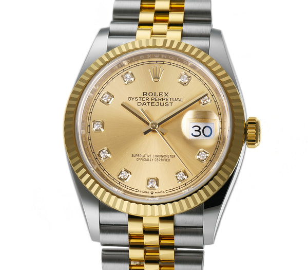 Rolex Datejust 36 Steel & Yellow Gold Black Diamond Dial Women's Watch  M126233-0021