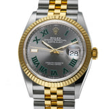36mm Steel & Yellow Gold Slate Roman Wimbledon Dial Jubilee Bracelet