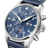 43mm Chronograph Stainless Steel Bezel Blue Dial On Strap