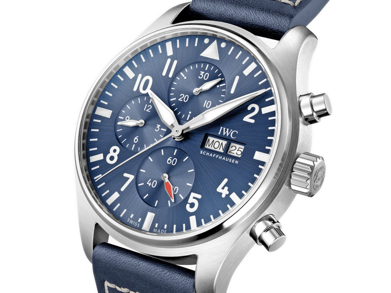 43mm Chronograph Stainless Steel Bezel Blue Dial On Strap