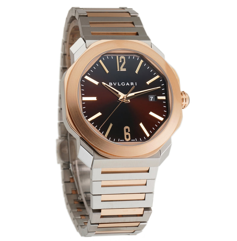 Roma 41mm Steel & Rose Gold Brown Dial