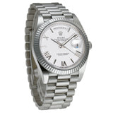 40mm 18k White Gold President White Roman Dial
