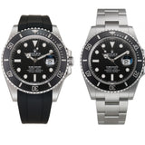 41mm Date  Stainless Steel Black Dial With RubberB