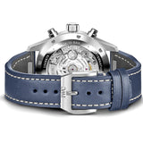 43mm Chronograph Stainless Steel Bezel Blue Dial On Strap