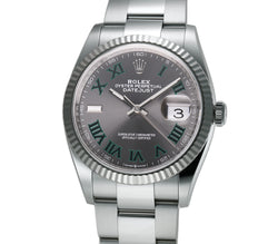 36mm Steel Wimbledon Dial 18k Fluted Bezel Oyster Bracelet