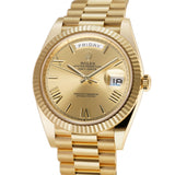 40mm 18k Yellow Gold President Champagne Roman Dial