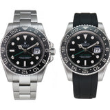 40mm Black Ceramic Bezel Black Dial Green Hand On Black Rubber B