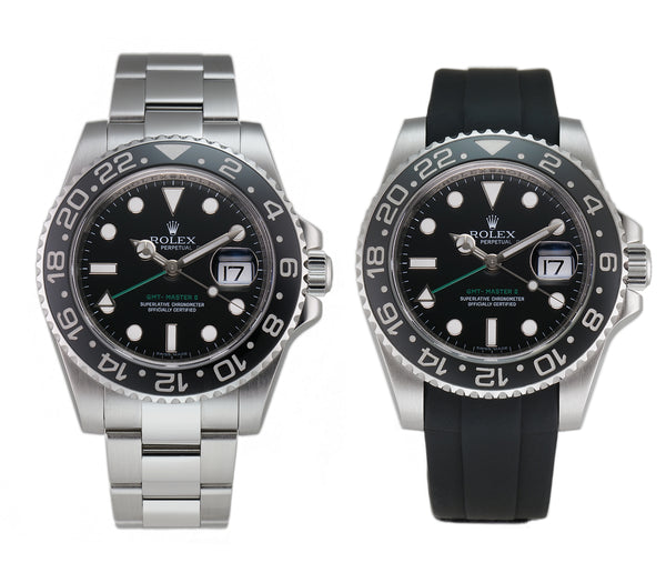 Rolex GMT-Master II SS Ceramic Black Dial Black Velcro Rubber B