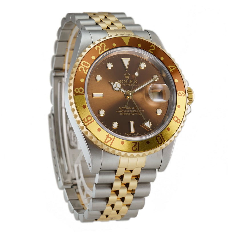 40mm Steel and Yellow Gold Root Beer Brown Dial Jubilee Y Serial Circa 2002