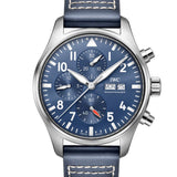 43mm Chronograph Stainless Steel Bezel Blue Dial On Strap