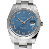 Steel 41mm Blue Roman Dial Oyster Bracelet