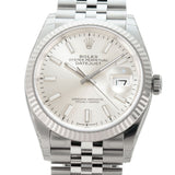 36mm Steel Silver Index Dial 18k Fluted Bezel Jubilee Bracelet