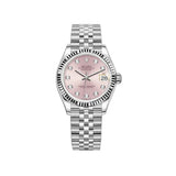 31mm Steel and 18k Fluted Bezel Pink Diamond-Set Dial Jubilee Bracelet