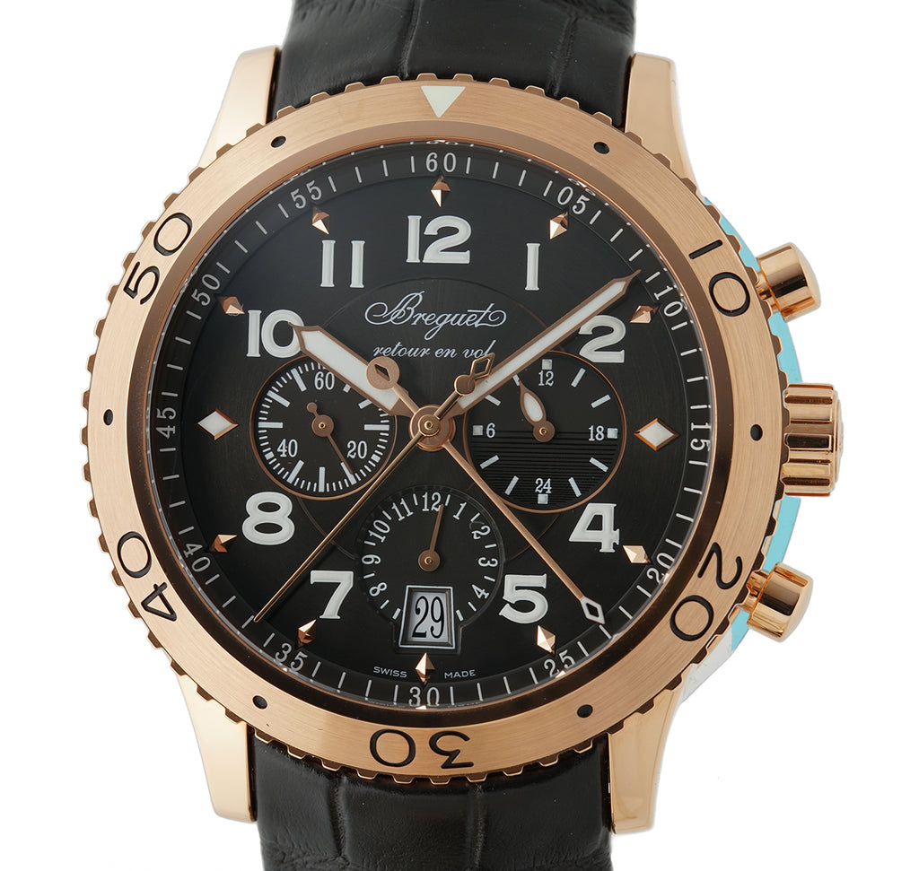 Breguet Type XXI Flyback Chronograph 18k Rose Gold 43mm Ruthenium