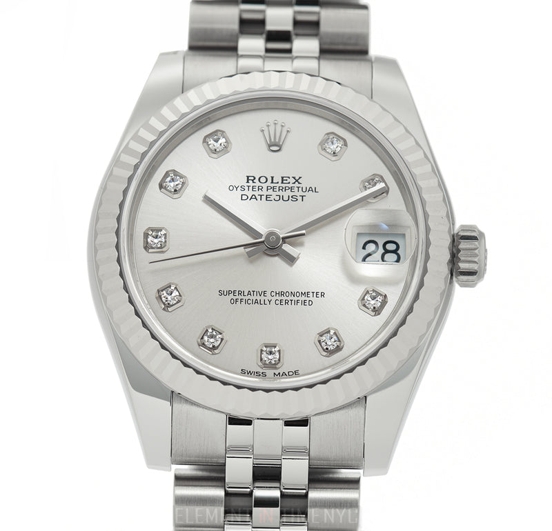 Stainless Steel 31mm Silver Diamond Dial
