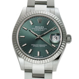 31mm Steel Mint Green Dial 18k Fluted Bezel Oyster Bracelet