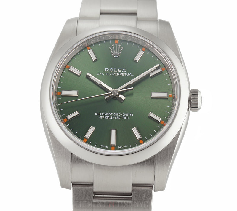 34mm No-Date Stainless Steel Olive Green Dial