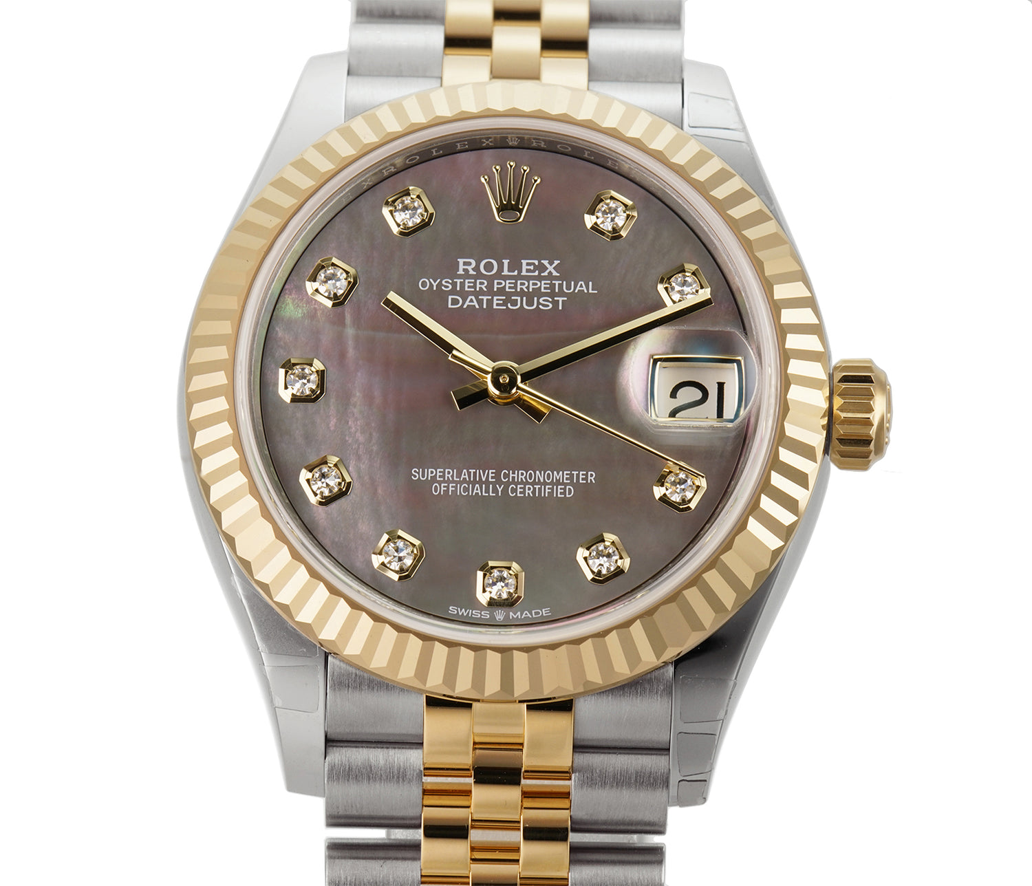 Rolex Datejust 31mm Stainless Steel and Yellow Gold 278273 Black MOP  Diamond Jubilee