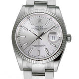 36mm Steel Silver Index Dial 18k Fluted Bezel Oyster Bracelet