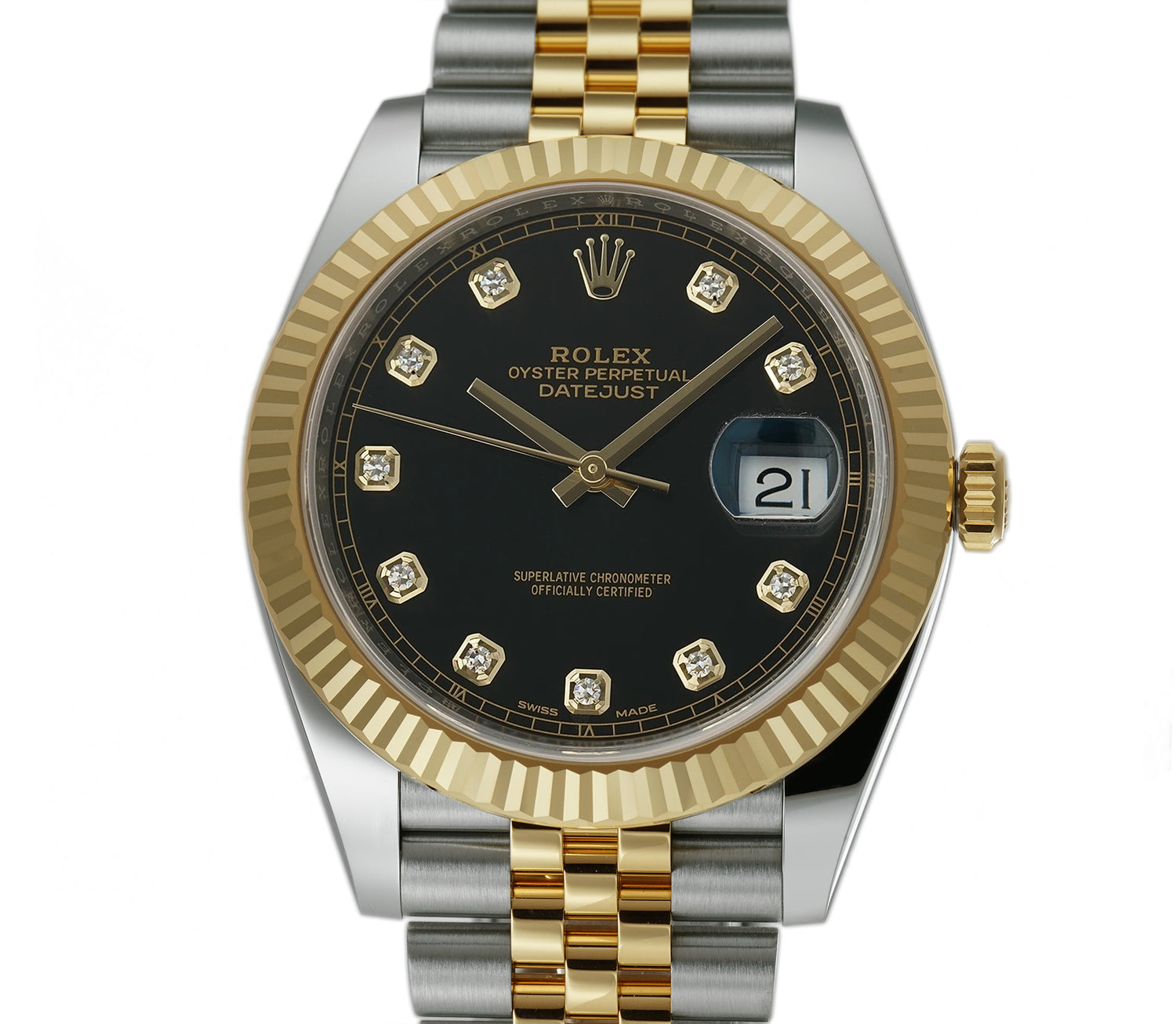 Rolex Datejust 41 Black Dial Steel and 18K Yellow Gold Oyster Men's Watch  12633BKSO