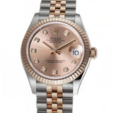 31mm Steel & 18k Rose Gold Fluted Bezel Rose Diamond Dial Jubilee