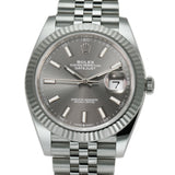 41mm Steel Rhodium Index Dial 18k Fluted Bezel Jubilee Bracelet