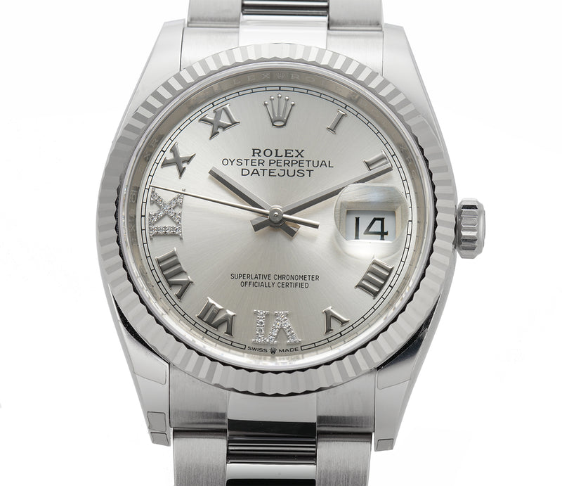Rolex Datejust 36mm Automatic Oyster Bracelet White Dial Quick... for  Rs.439,382 for sale from a Trusted Seller on Chrono24