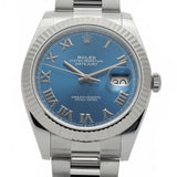 Steel 41mm 18k Fluted Bezel Blue Roman Dial Oyster Bracelet