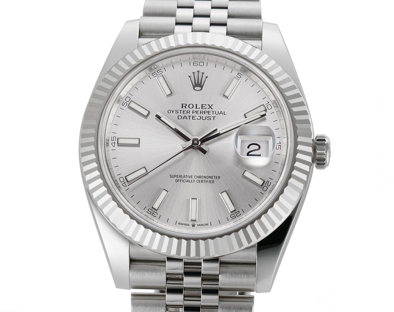 Rolex Datejust 41 Stainless Steel & White Gold - Black Index Dial - Fluted Bezel (Ref#126334)
