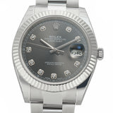 41mm Steel & 18k White Gold Fluted Bezel Rhodium Diamond Dial Oyster