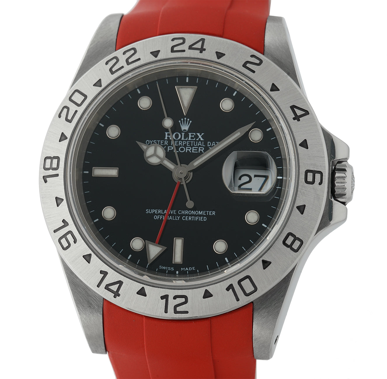 Rolex Explorer II 40mm Black Dial On Rubber B Steel Bracelet