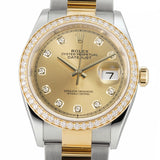 36mm Steel & Yellow Gold Champagne Diamond Dial & Bezel On Oyster Bracelet