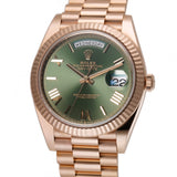 40mm 18k Everose Gold On Presidential Bracelet Olive Green Dial