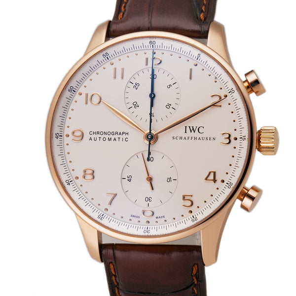 Iwc portuguese chronograph online rose gold