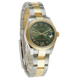 31mm Steel And 18k Yellow Gold Olive Green Roman Diamond Dial Oyster Bracelet