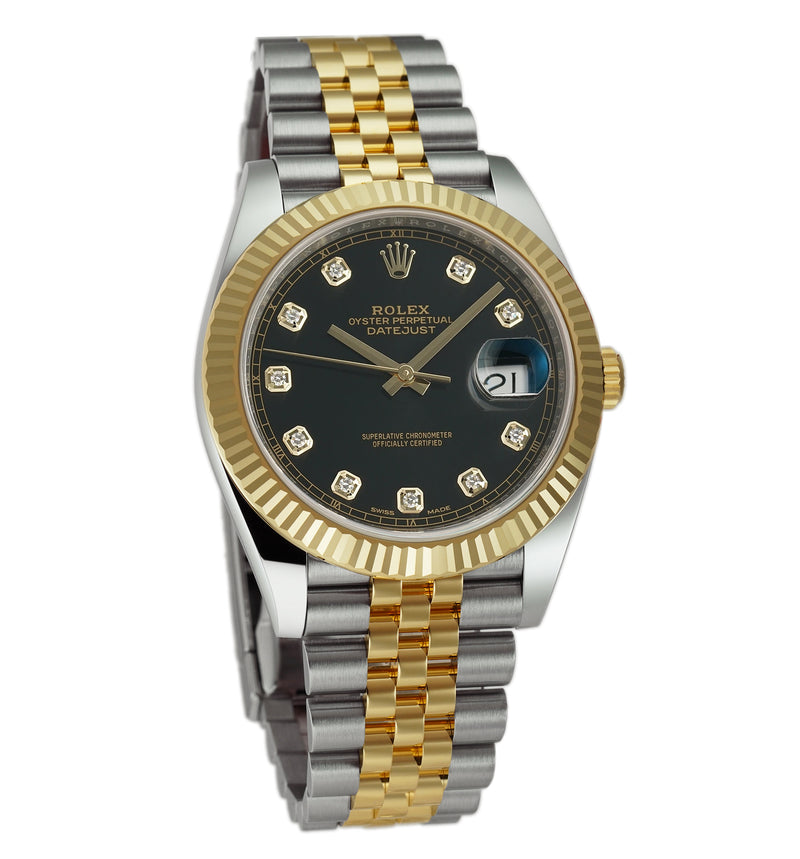 Rolex Datejust 41 Black Dial Steel and 18K Yellow Gold Oyster Men's Watch  12633BKSO