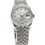 36mm Steel MOP Mother Of Pearl Diamond Dial 18k Fluted Bezel Jubilee Bracelet