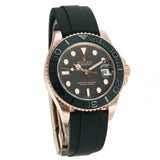 37 18k Eversose Gold Ceramic Bezel Black Dial Oysterflex
