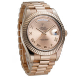 41mm 18k Everose Gold President Rose Roman Dial Full Set 2015
