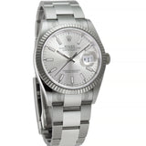36mm Steel Silver Index Dial 18k Fluted Bezel Oyster Bracelet