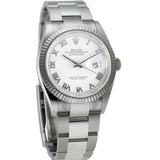 36mm Steel White Roman Dial 18k Fluted Bezel Oyster Bracelet