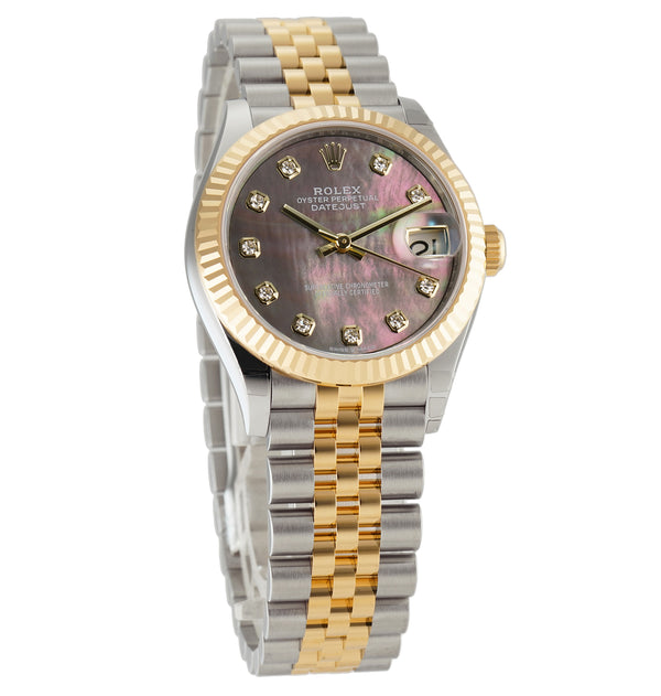 31mm Steel And 18k Yellow Gold Black Mother-of-Pearl Diamond Dial Jubilee Bracelet