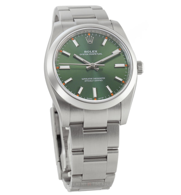 34mm No-Date Stainless Steel Olive Green Dial
