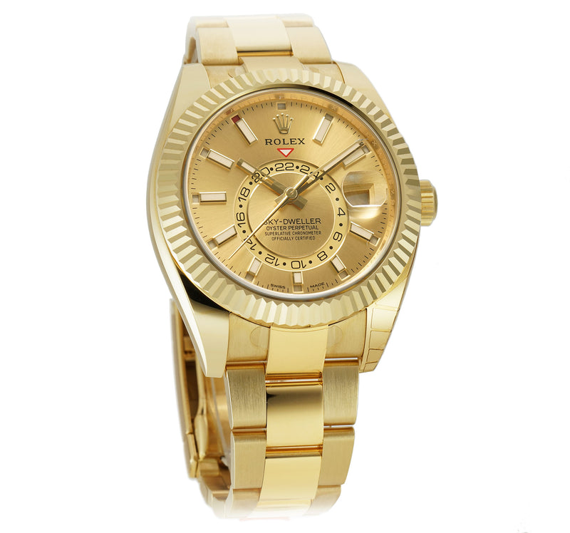 18k Yellow Gold On Bracelet Champagne Index Dial 42mm